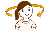 ゆっくりと首を前後左右に倒し、最後にゆっくりと首を回す