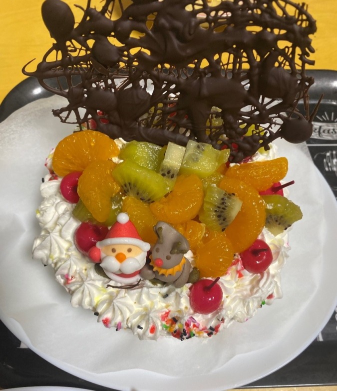 息子とハッピー❤️クリスマスケーキ🎂