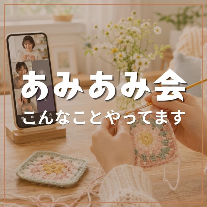 オンラインで一緒に編む「あみあみ会」開催中!初めてさんも初心者さんも安心のマッタリ編み物タイム♪